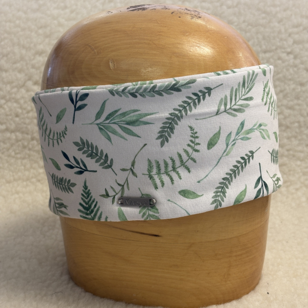 Dámská čelenka modrá  s potiskem listu a kapradí