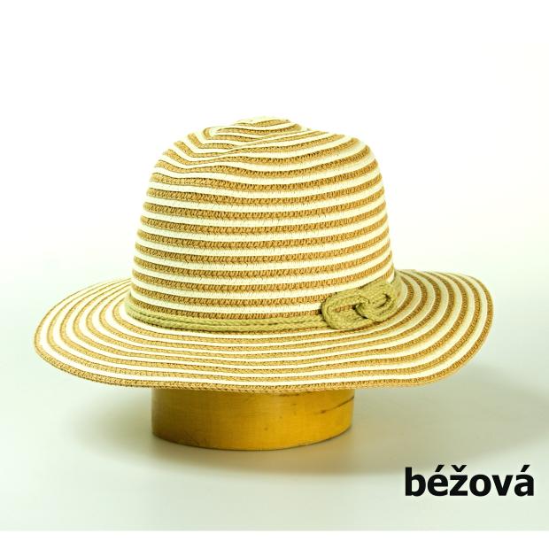 Dámský papírový klobouk pánského stylu zdobený šňůrkou - béžová