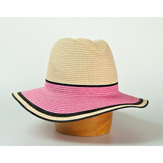 Dámský papírový klobouk růžová/béžová