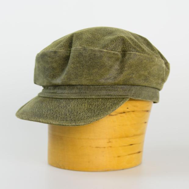 Unisex kožená čepice s baretovou hlavou
