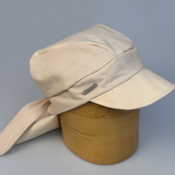 Unisex šátek s kšiltem na zavazování béžový